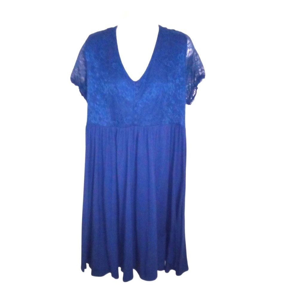 Torrid Dark Blue Short Sleeve Dress Lace Overlay Size 1x 14 16
